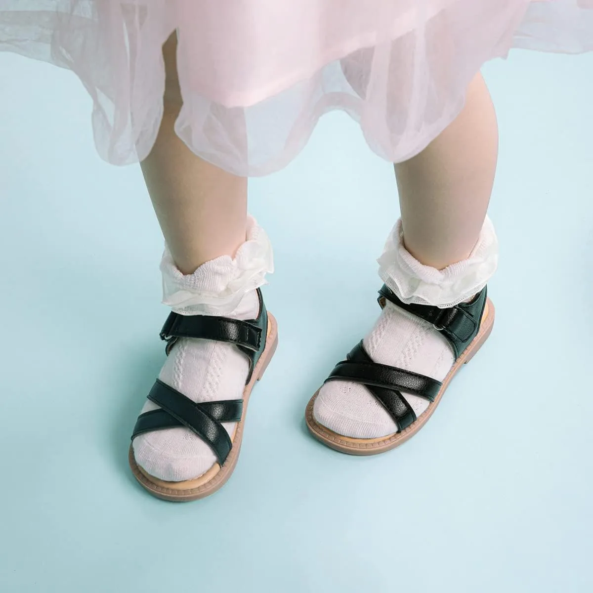 Boys Girls Sandals Open Toe Breathable Princess Non-Slip Flats Summer Beach Lightweight Rubber Sole Sandals (Toddler/Little Kid)