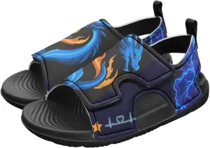 Boys Sandals Summer Kids Shoes Fire Dragon Print Open Toe Sport Outdoor Athletic Sandals Quick Dry Water Shoes