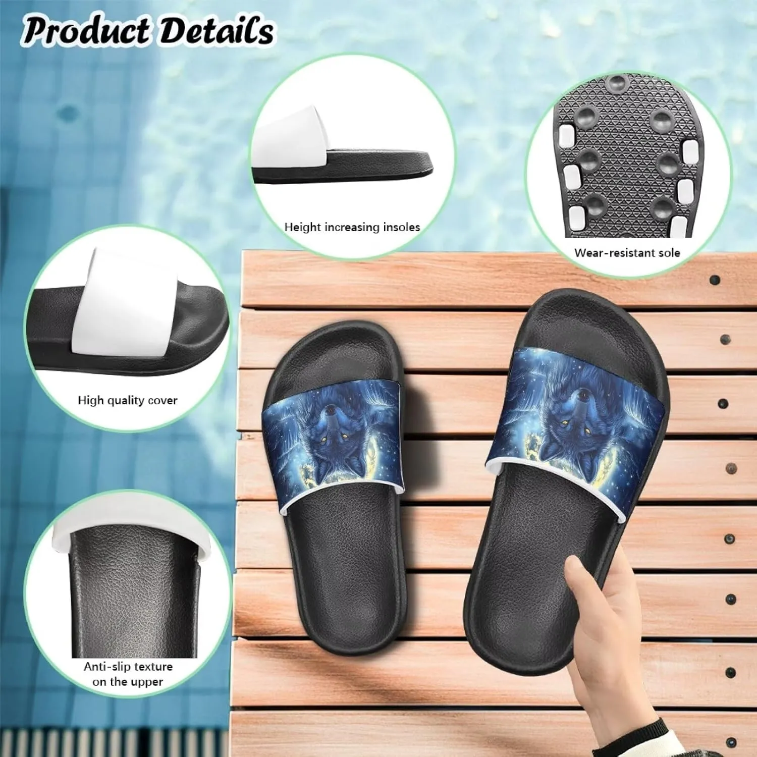 Boys Slides Sandal Non-slip Kids Pool Slides for Beach Lightweight