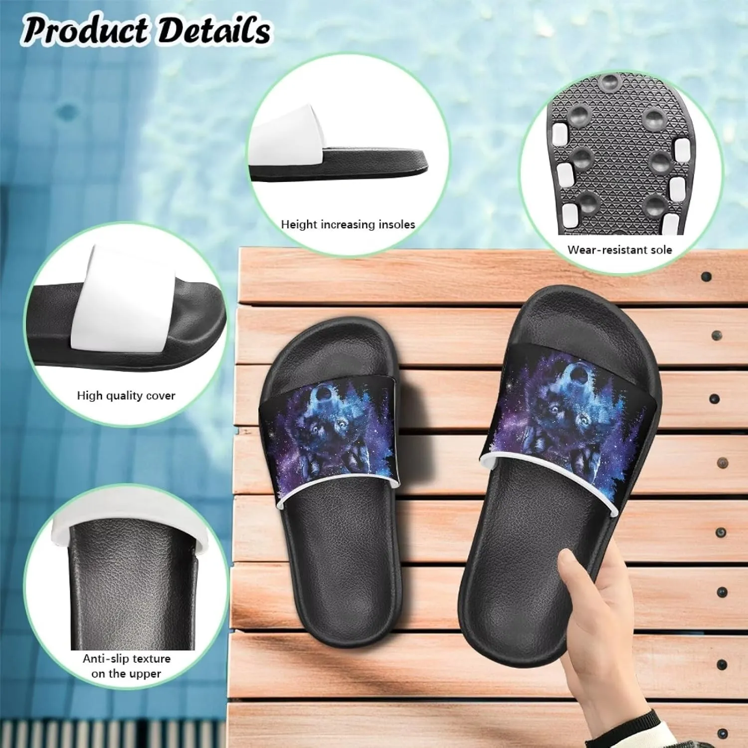 Boys Slides Sandal Non-slip Kids Pool Slides for Beach Lightweight