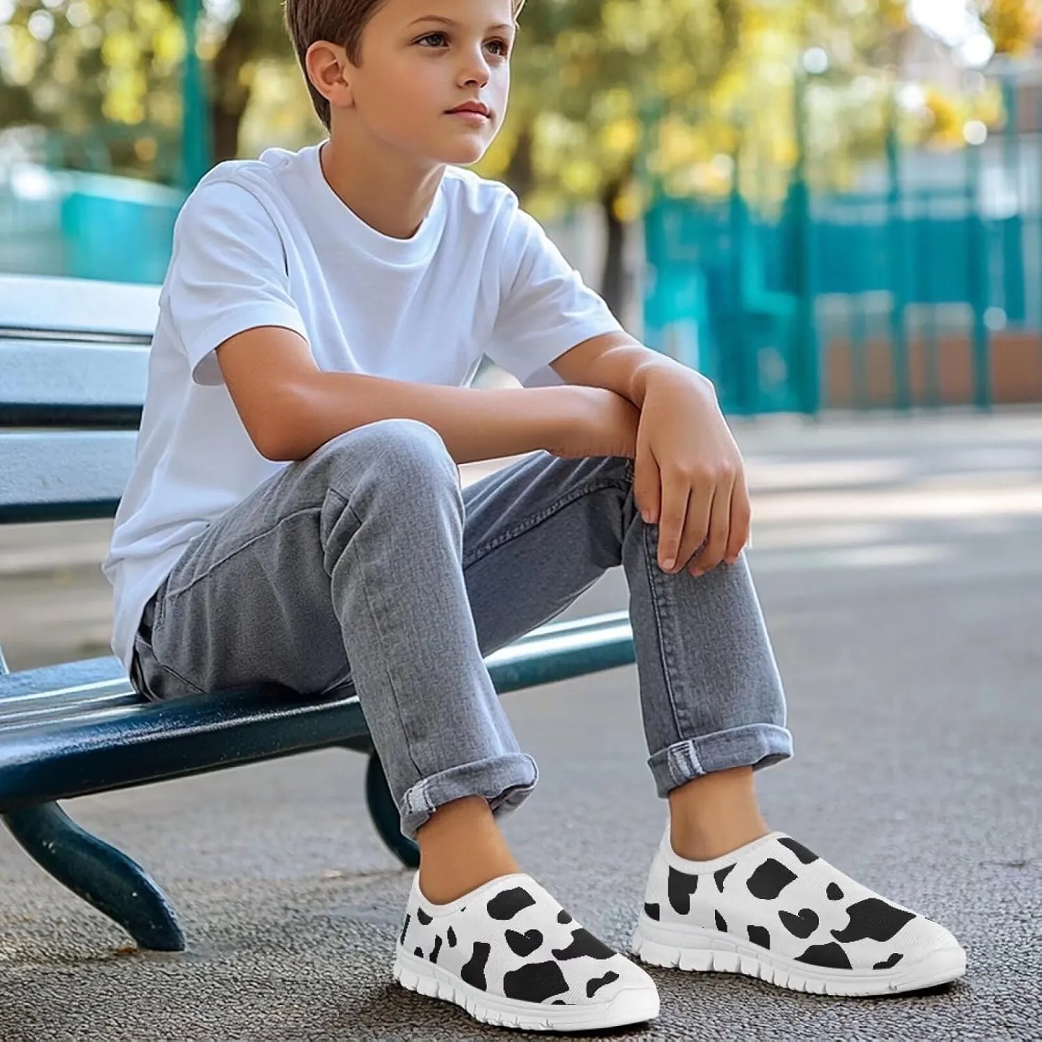 Boys'Slip On Flats Sneakers,Children's Low-Top Skateboard Shoes Girls Lightweight Classic Casual Sneakers