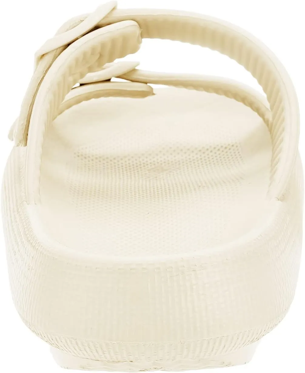 BRONAX Pillow Slippers for Women and Men | Adjustable Double Buckle Shower Slides | Cushioned Thick Sole Sandals