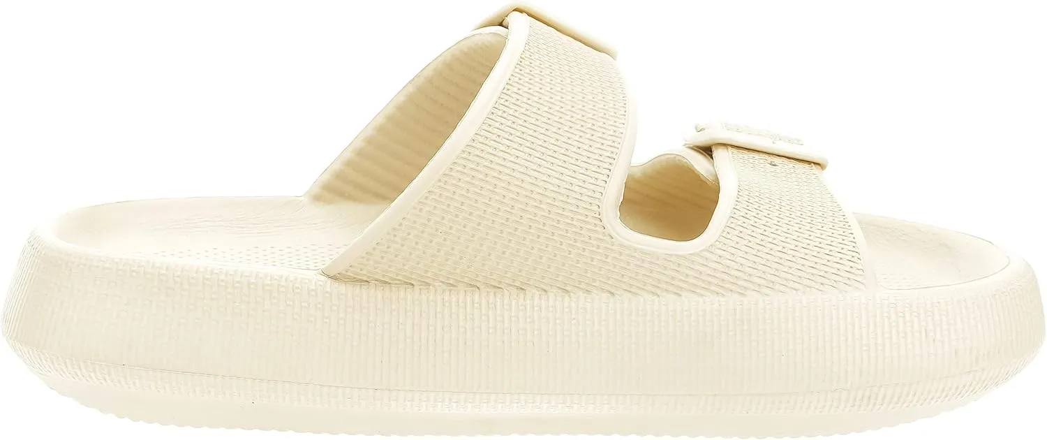 BRONAX Pillow Slippers for Women and Men | Adjustable Double Buckle Shower Slides | Cushioned Thick Sole Sandals