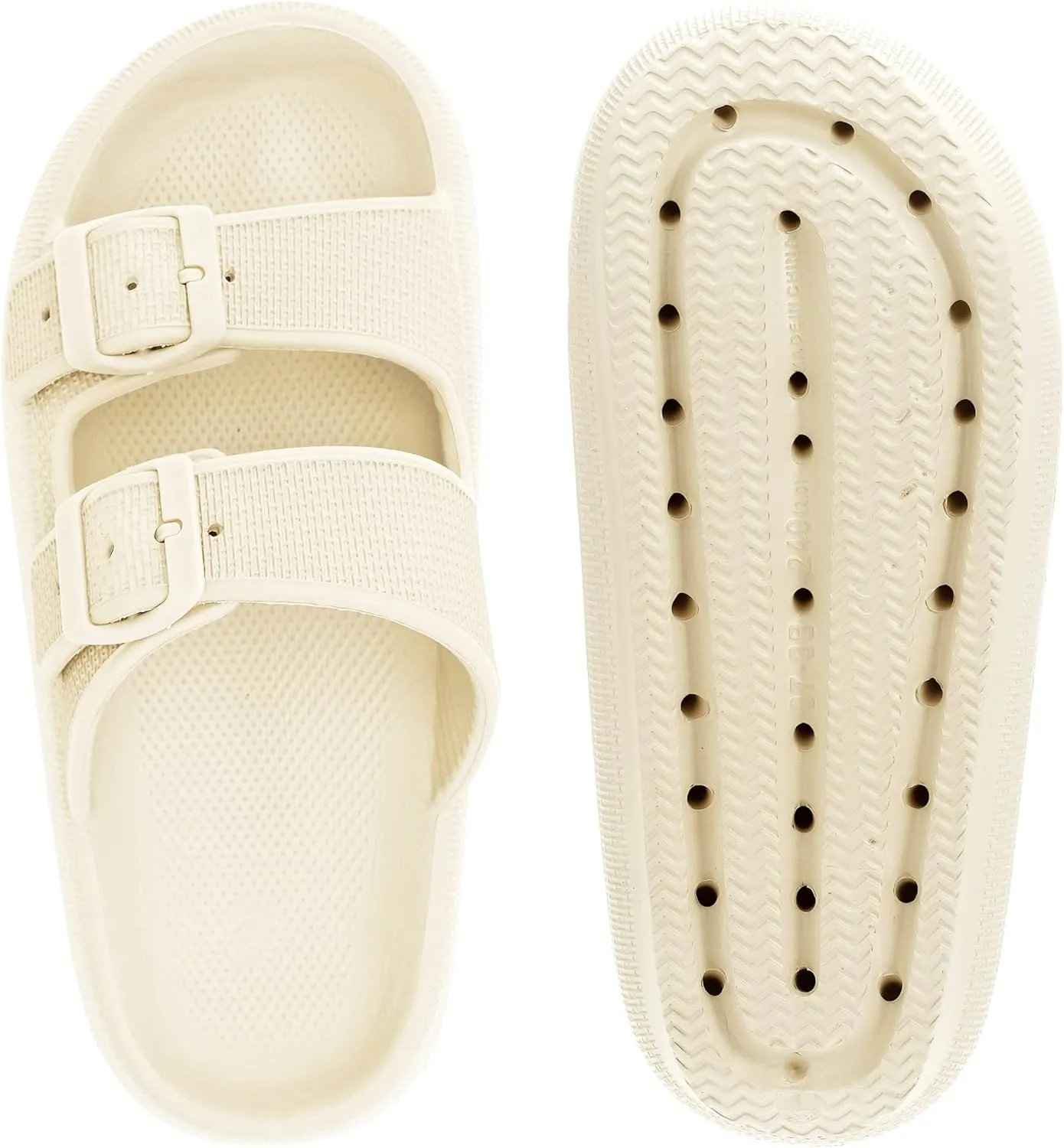 BRONAX Pillow Slippers for Women and Men | Adjustable Double Buckle Shower Slides | Cushioned Thick Sole Sandals