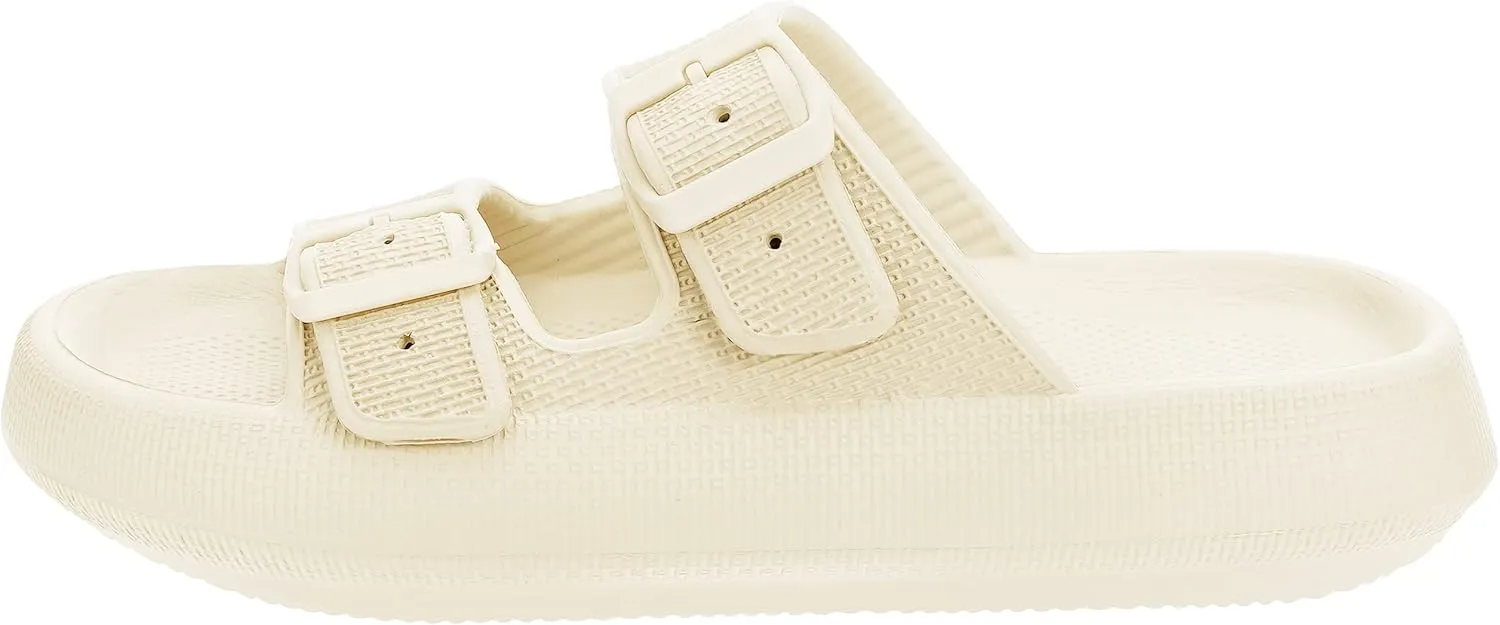 BRONAX Pillow Slippers for Women and Men | Adjustable Double Buckle Shower Slides | Cushioned Thick Sole Sandals