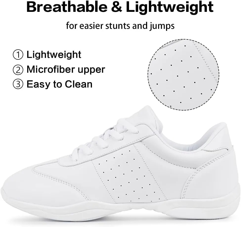 CADIDL Cheer Shoes for Women White Cheerleading Athletic Dance Shoes Girls Flats Tennis Walking Sneakers