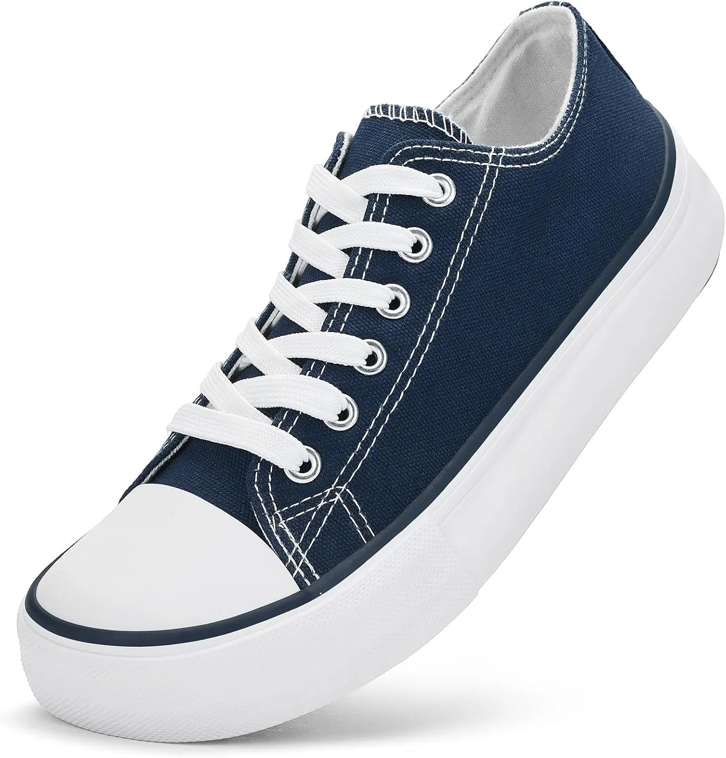 Canvas Shoes for Women Classic Fashion Sneakers Lace Up Low Top Canvas Casual Sneakers Lightweight Breathable Comfort Wide Toe Shoes