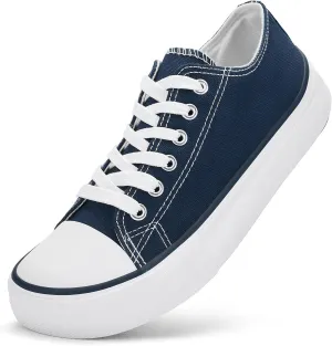 Canvas Shoes for Women Classic Fashion Sneakers Lace Up Low Top Canvas Casual Sneakers Lightweight Breathable Comfort Wide Toe Shoes