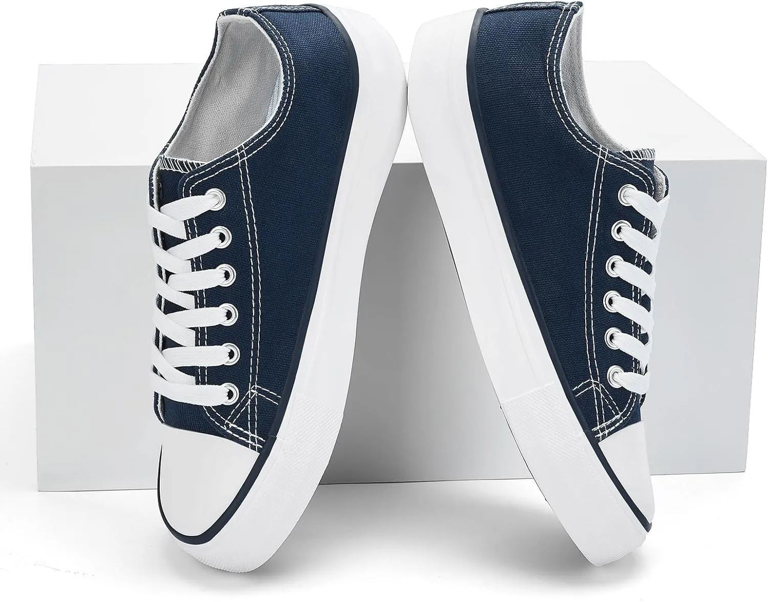 Canvas Shoes for Women Classic Fashion Sneakers Lace Up Low Top Canvas Casual Sneakers Lightweight Breathable Comfort Wide Toe Shoes