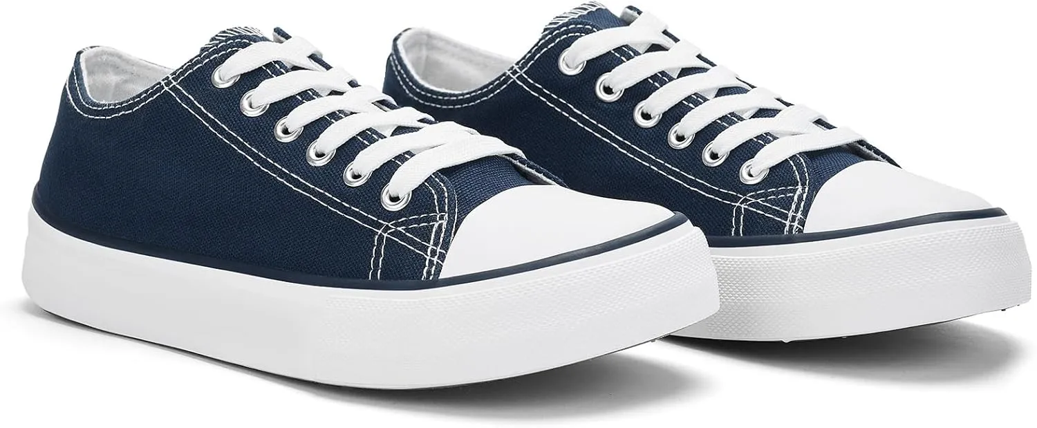 Canvas Shoes for Women Classic Fashion Sneakers Lace Up Low Top Canvas Casual Sneakers Lightweight Breathable Comfort Wide Toe Shoes