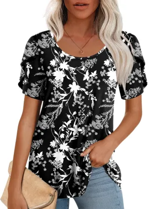 CATHY Womens T-Shirts 2025 Summer Tops Short Sleeve Crewneck Blouse M-3XL