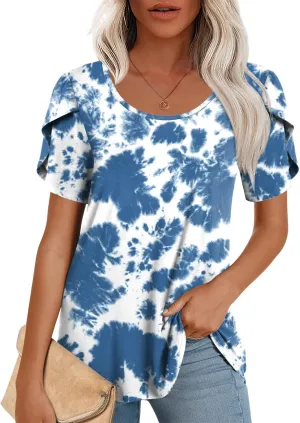 CATHY Womens T-Shirts 2025 Summer Tops Short Sleeve Crewneck Blouse M-3XL