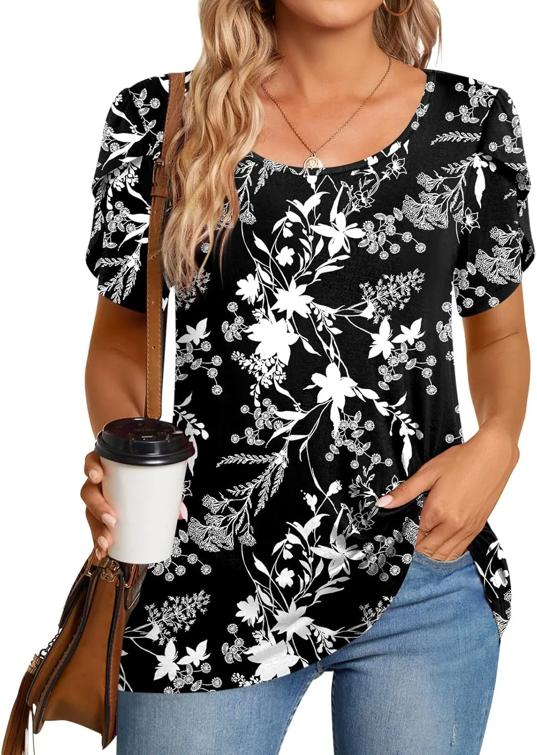 CATHY Womens T-Shirts 2025 Summer Tops Short Sleeve Crewneck Blouse M-3XL