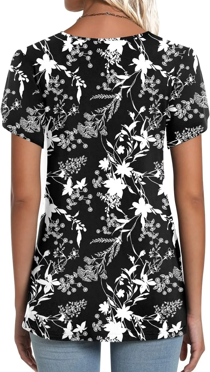 CATHY Womens T-Shirts 2025 Summer Tops Short Sleeve Crewneck Blouse M-3XL