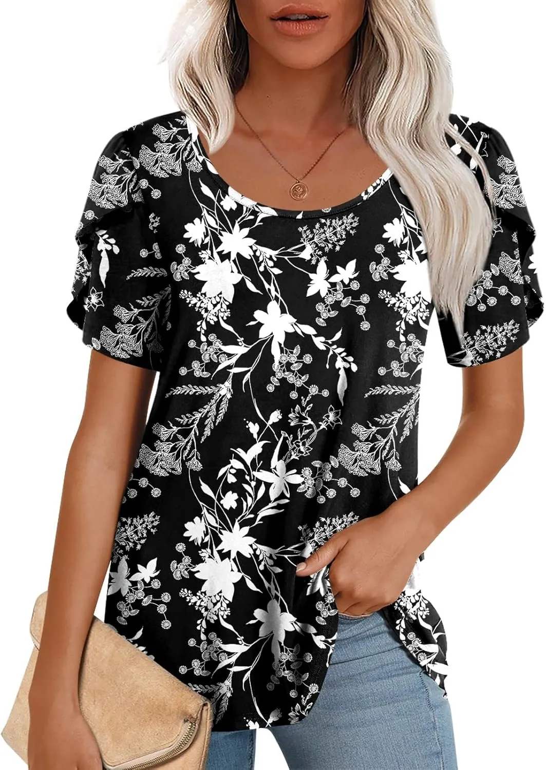 CATHY Womens T-Shirts 2025 Summer Tops Short Sleeve Crewneck Blouse M-3XL