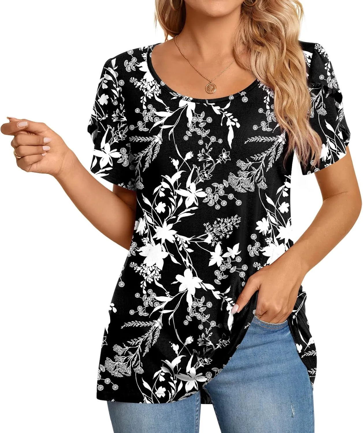 CATHY Womens T-Shirts 2025 Summer Tops Short Sleeve Crewneck Blouse M-3XL