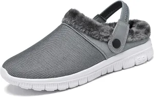 CERYTHRINA Men's Women's Fur Lined Clogs Warm Winter Garden Shoes Indoor Outdoor Slip-on Walking Slippers