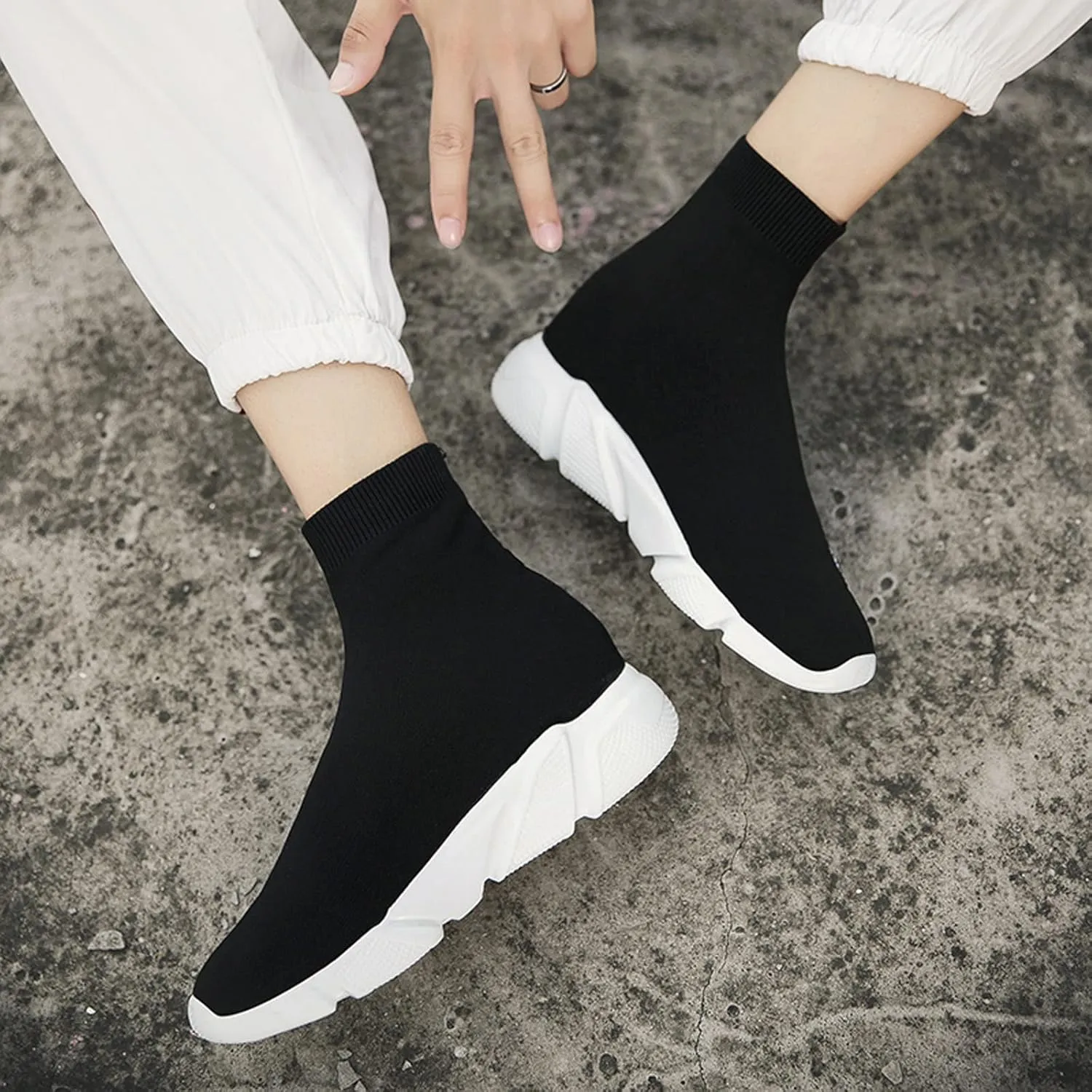 CERYTHRINA Womens Mens Walking Shoes High Top Athletic Running Knit Mesh Socks Shoes Road Gym Fashion Sneakers