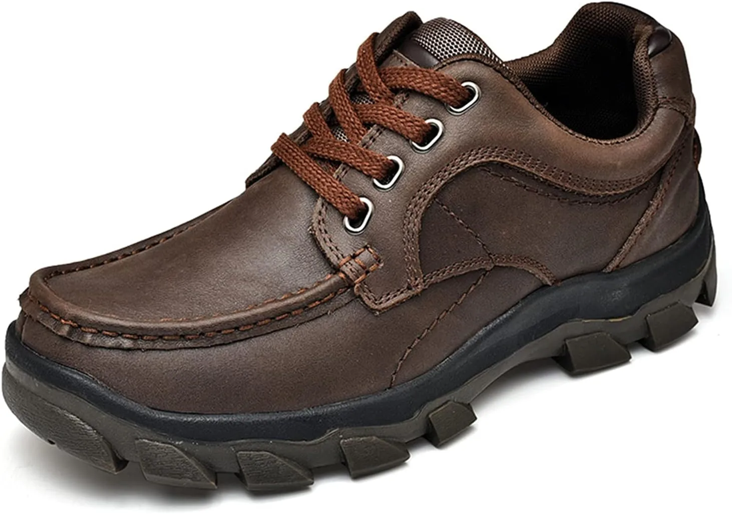 CHICLOVEY Men's Low-Cut Trail Hiking Shoes Outdoor Leather Sneakers with High-Traction Grip