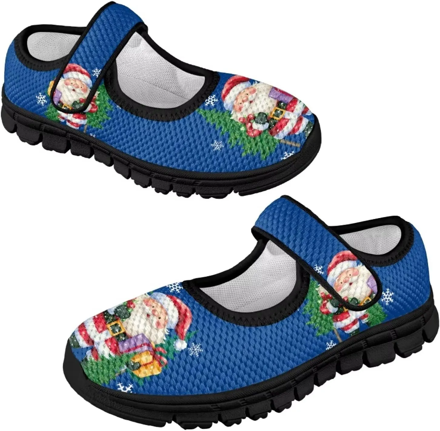 Christmas Print Girls Mary Jane Sneakers Dress Dance Shoes Athletic Walking Shoes for Outdoor Christmas Party,Activity,Wedding