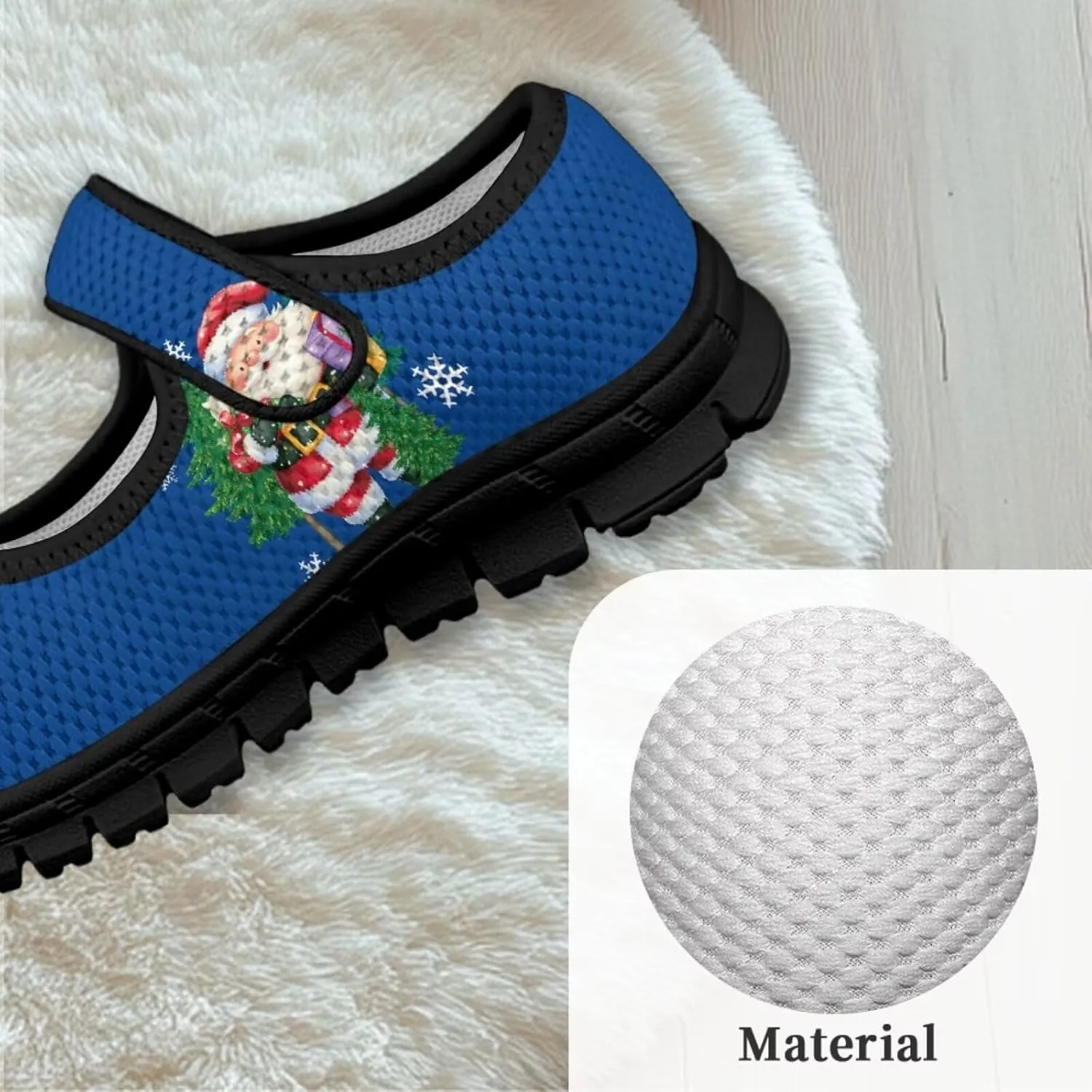 Christmas Print Girls Mary Jane Sneakers Dress Dance Shoes Athletic Walking Shoes for Outdoor Christmas Party,Activity,Wedding