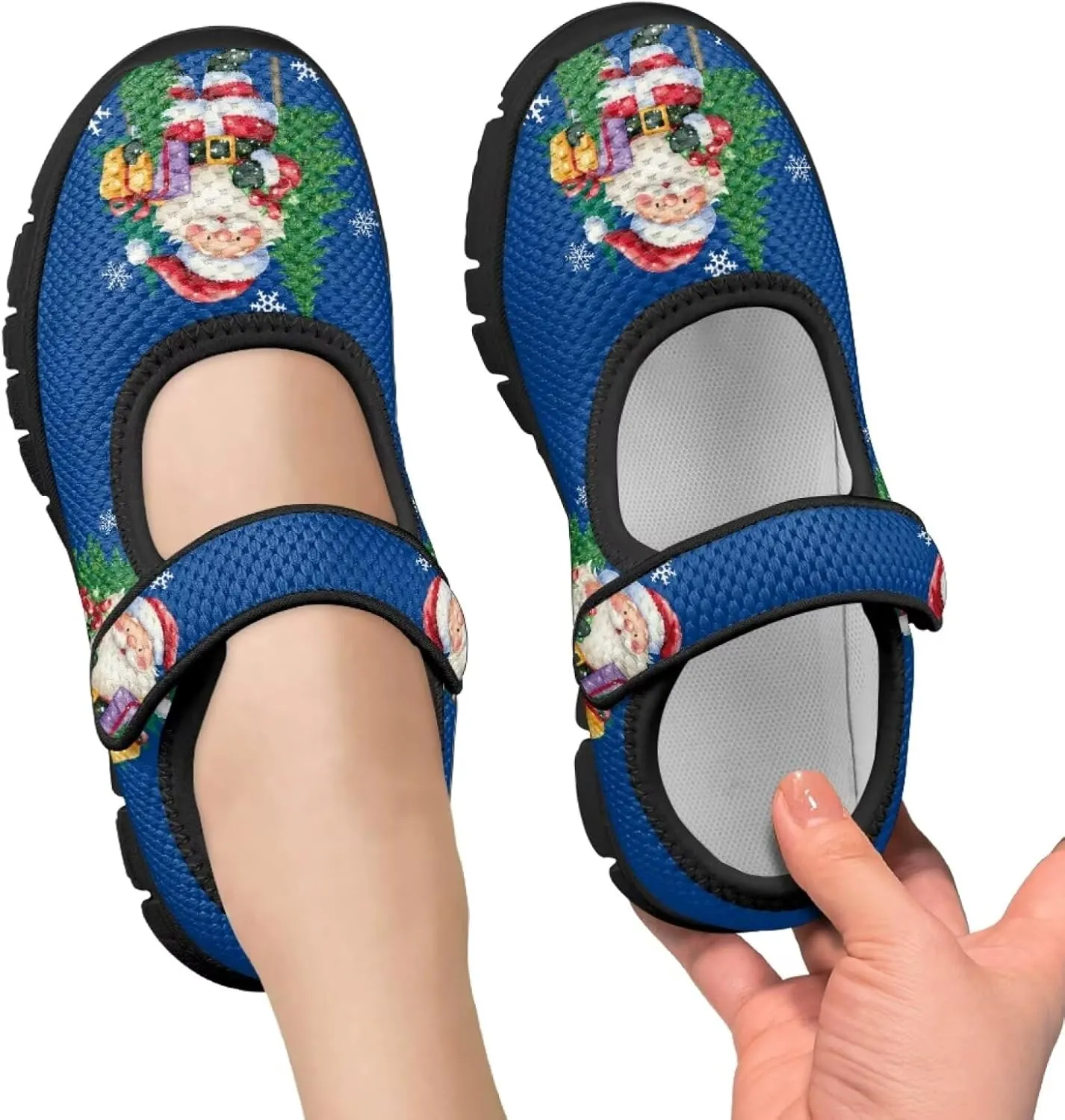 Christmas Print Girls Mary Jane Sneakers Dress Dance Shoes Athletic Walking Shoes for Outdoor Christmas Party,Activity,Wedding