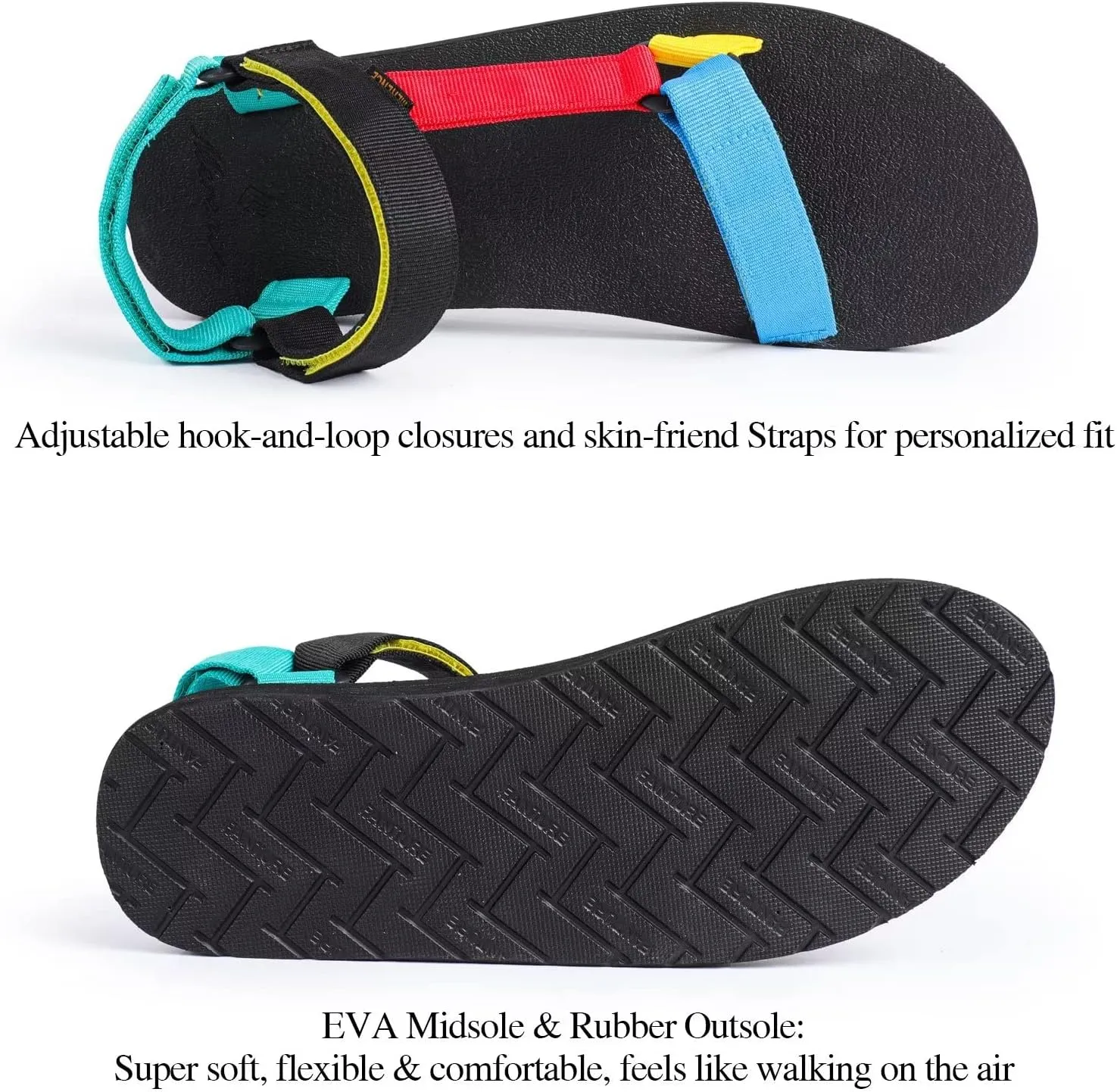 CIOR Men's Sport Sandals Hiking Sandals with Arch Support Yoga Mat Insole Outdoor Light Weight Water Shoes