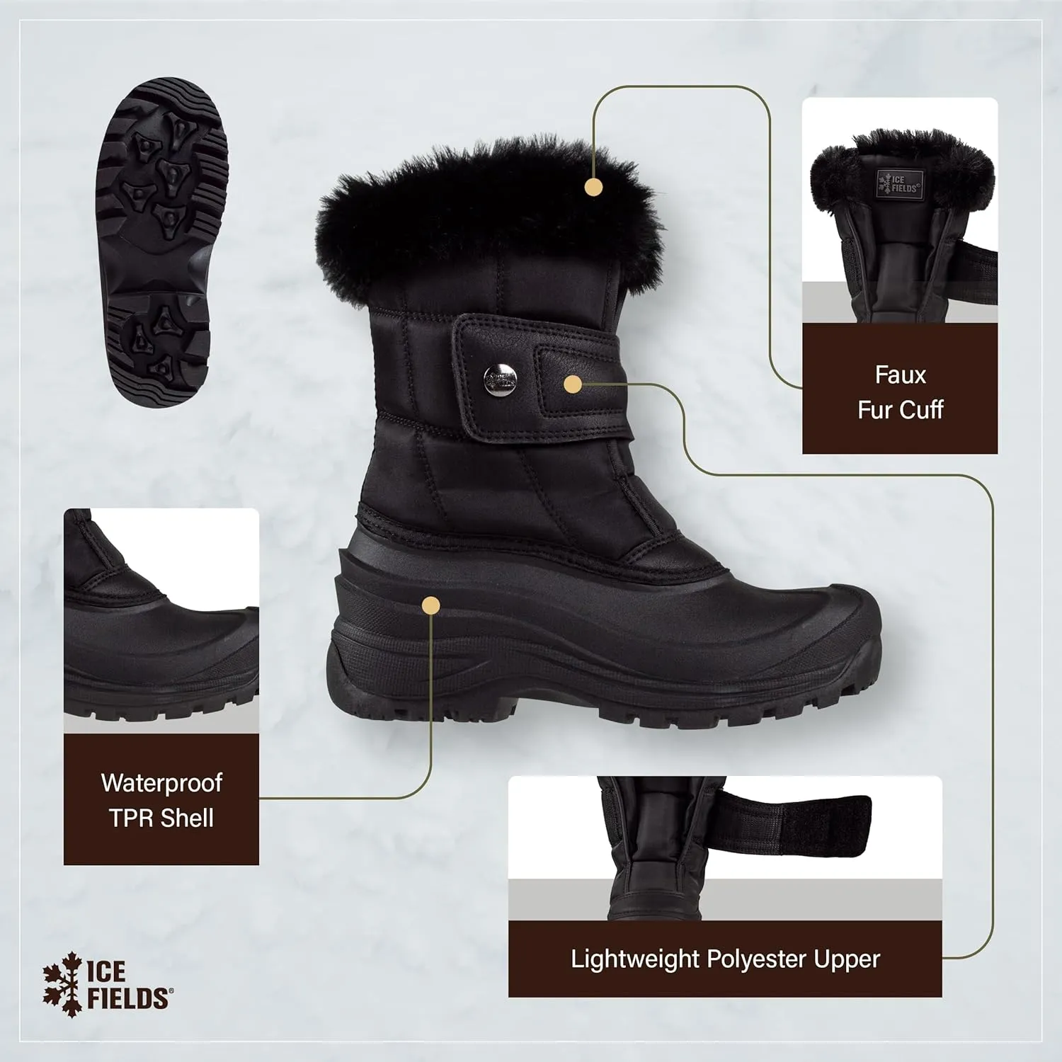 Clara Snow Winter Boots for Women, Warm, Insulated, Waterproof Shell, Faux Fur Lined Cuff