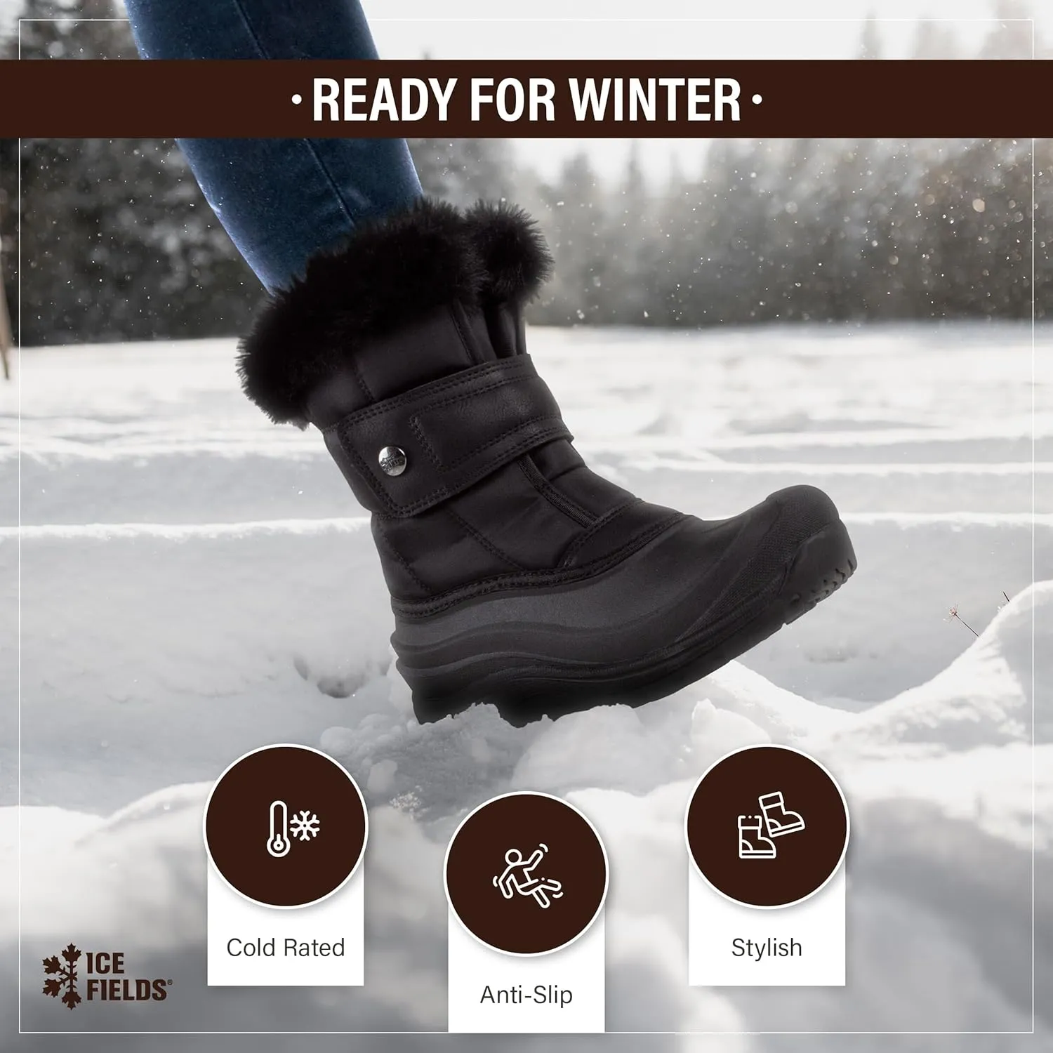 Clara Snow Winter Boots for Women, Warm, Insulated, Waterproof Shell, Faux Fur Lined Cuff