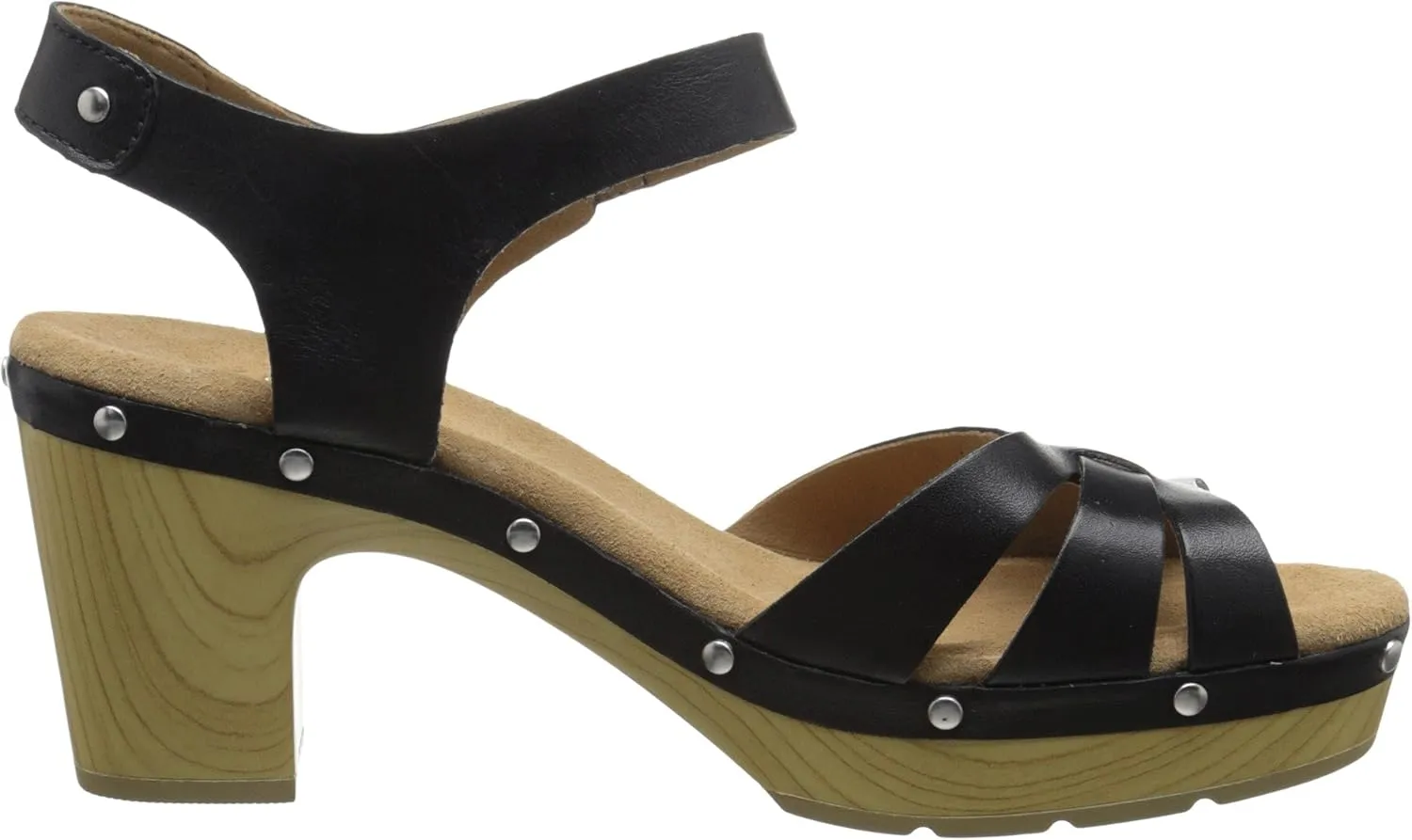 Clarks Womens Ledella Trail Block Heel Ankle Strap