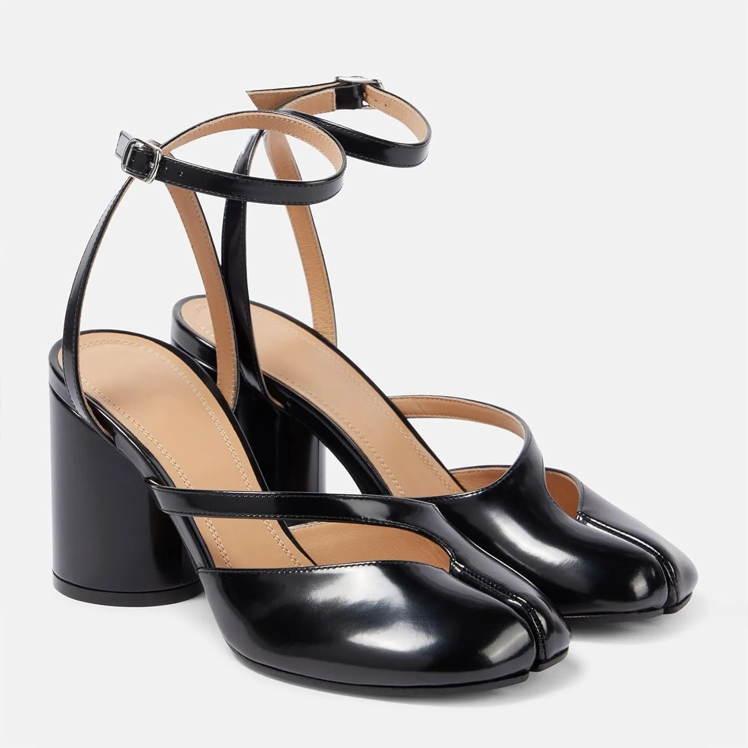 ClassicSter Split Toe Shoes Women Chunky High Heel Ankle Strap Japanese Tabi Shoes Block Slingback Heels Pumps