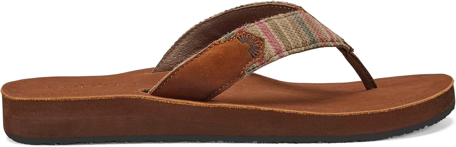 Cobian Campo Del Sol Sayulita Sandals for Women – Premium Leather Flip-Flops with Hand-Woven Textile Straps – Comfortable Casual Slip-On Footwear