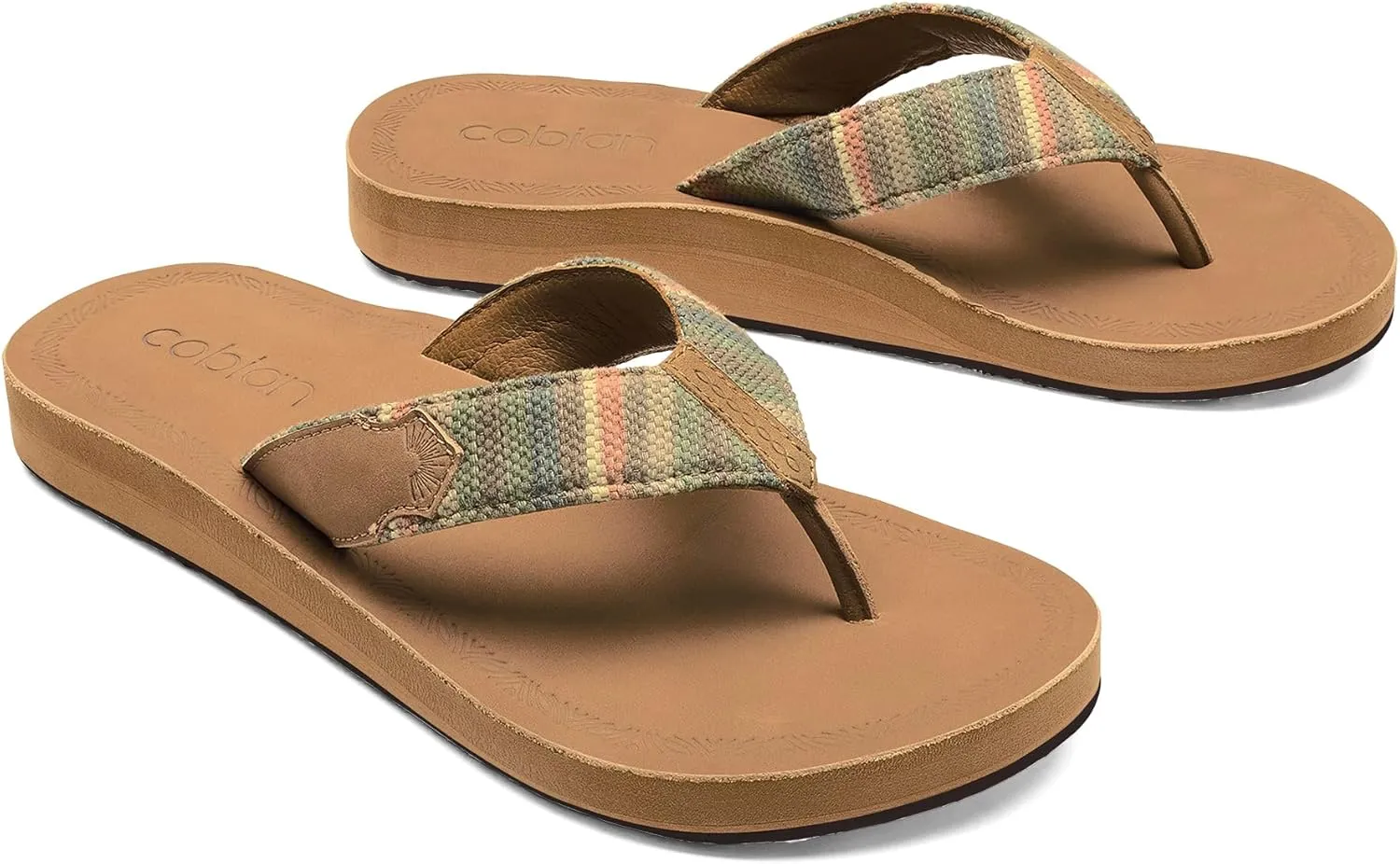 Cobian Campo Del Sol Sayulita Sandals for Women – Premium Leather Flip-Flops with Hand-Woven Textile Straps – Comfortable Casual Slip-On Footwear