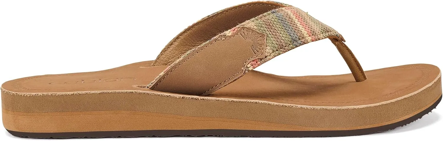 Cobian Campo Del Sol Sayulita Sandals for Women – Premium Leather Flip-Flops with Hand-Woven Textile Straps – Comfortable Casual Slip-On Footwear