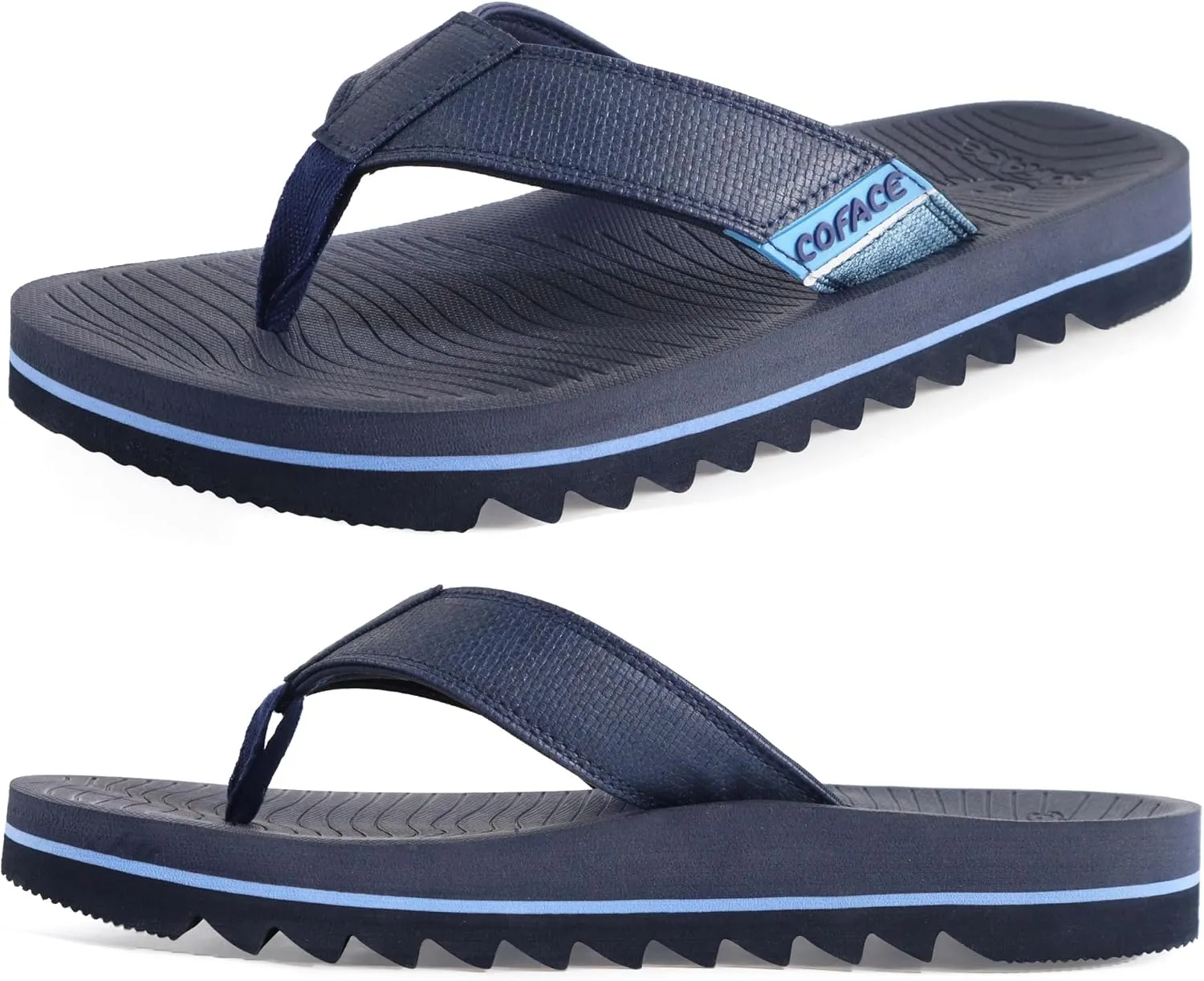 COFACE Flip Flops for Men with Arch Support Mens Sport Beach Thong-Sandals Outdoor 2025 Summer Leather Sandal for Man