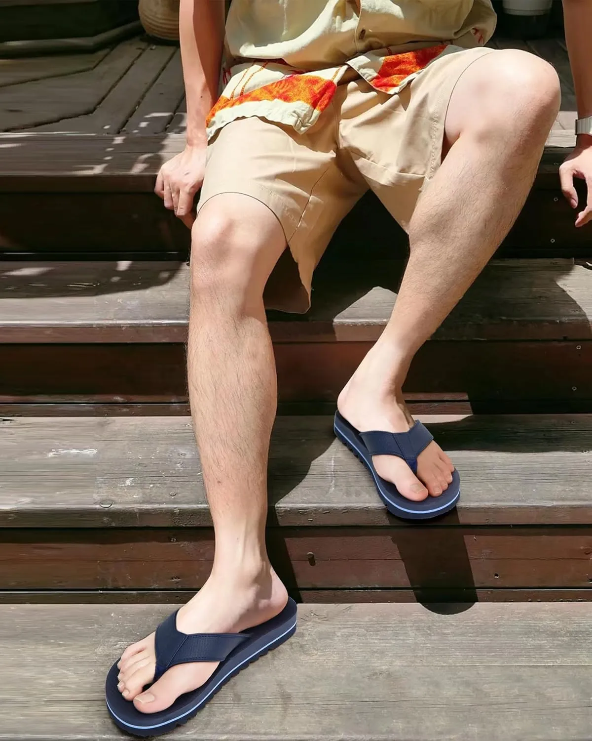 COFACE Flip Flops for Men with Arch Support Mens Sport Beach Thong-Sandals Outdoor 2025 Summer Leather Sandal for Man