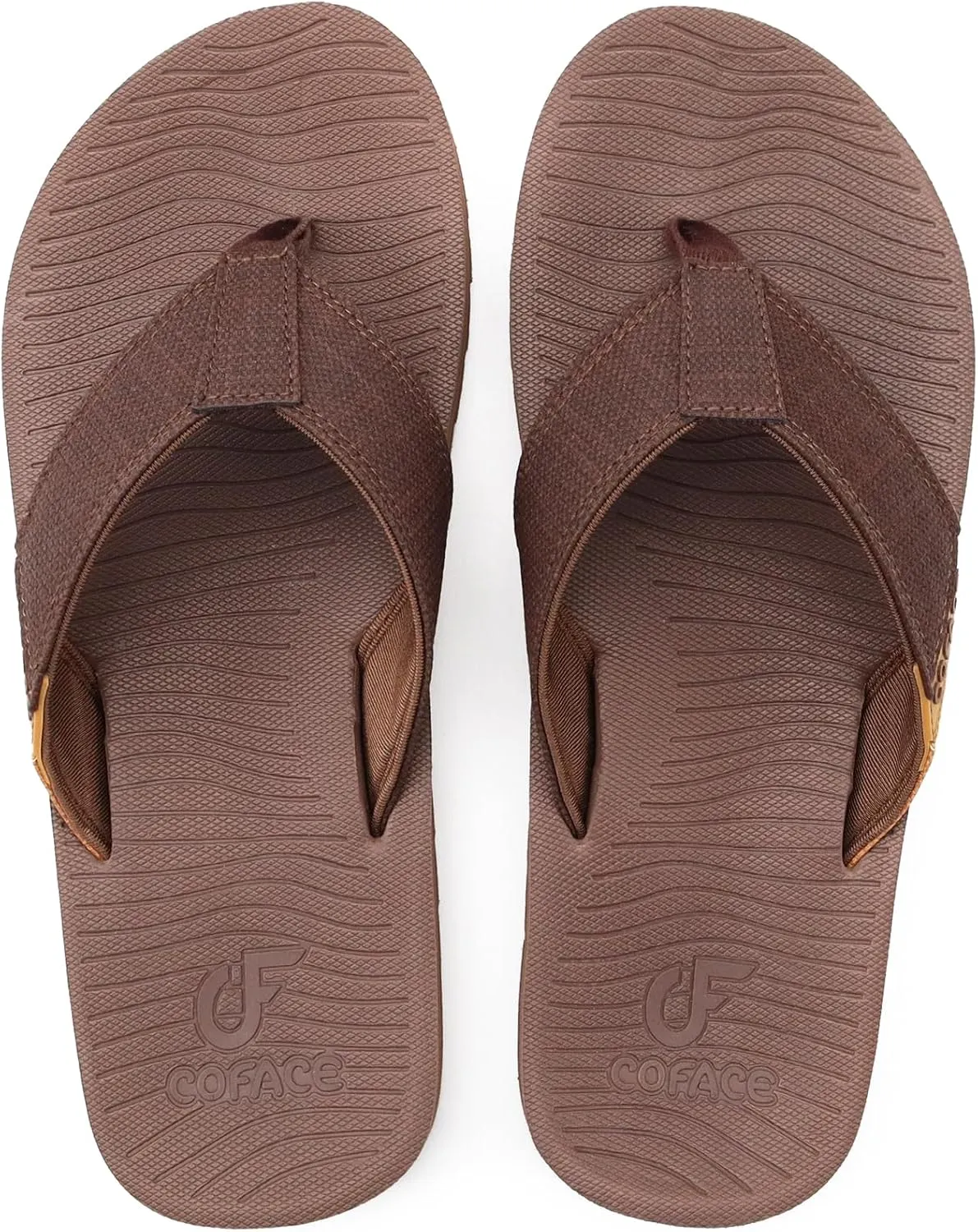 COFACE Flip Flops for Men with Arch Support Mens Sport Beach Thong-Sandals Outdoor 2025 Summer Leather Sandal for Man