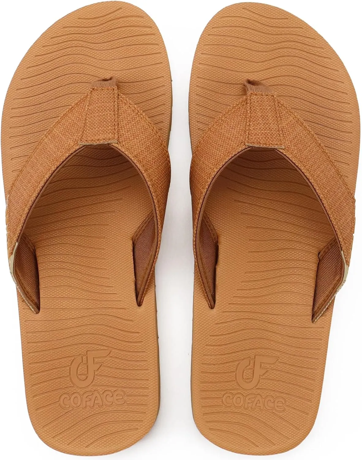 COFACE Flip Flops for Men with Arch Support Mens Sport Beach Thong-Sandals Outdoor 2025 Summer Leather Sandal for Man