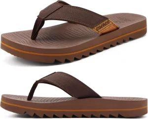 COFACE Flip Flops for Men with Arch Support Mens Sport Beach Thong-Sandals Outdoor 2025 Summer Leather Sandal for Man