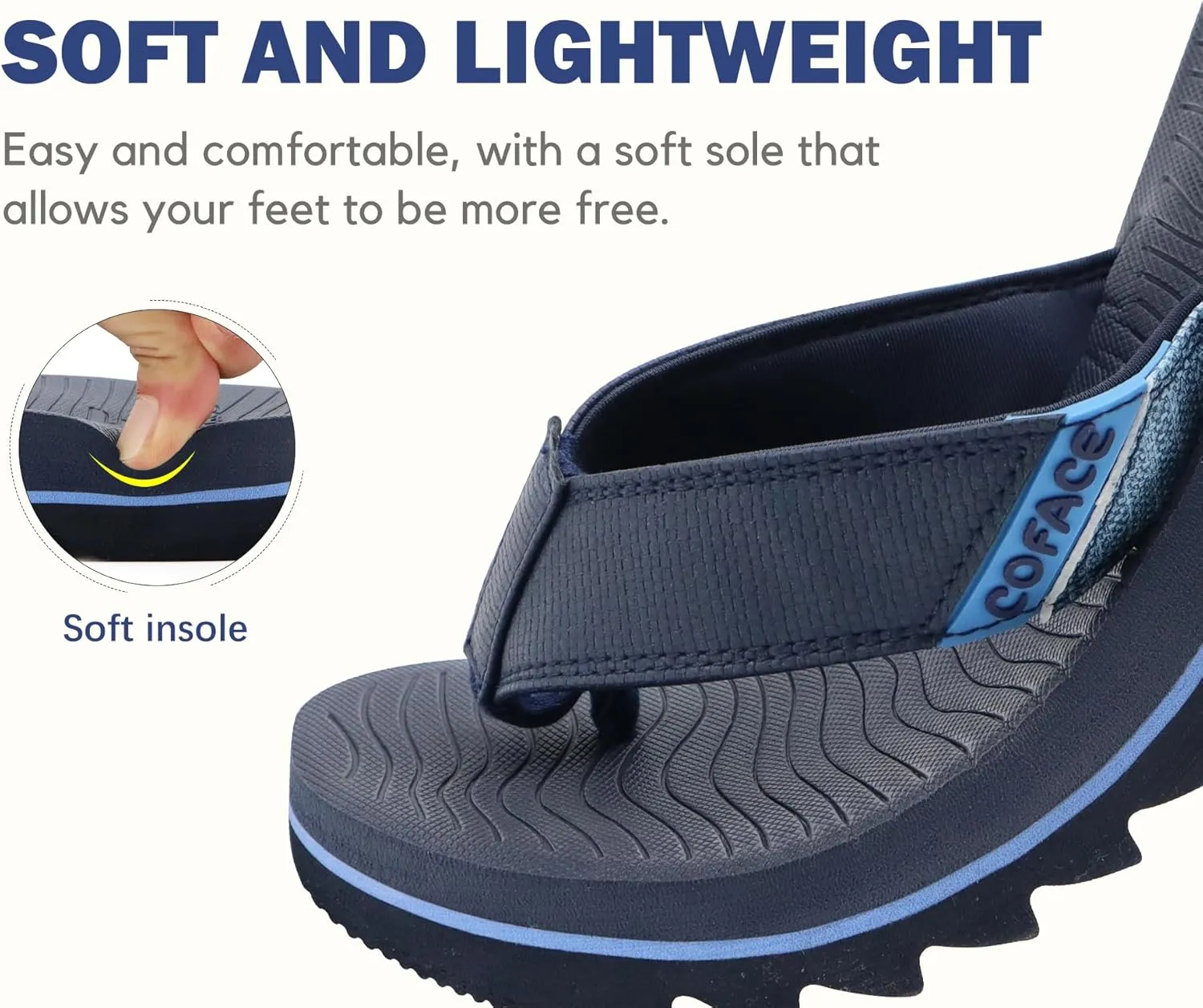 COFACE Flip Flops for Men with Arch Support Mens Sport Beach Thong-Sandals Outdoor 2025 Summer Leather Sandal for Man