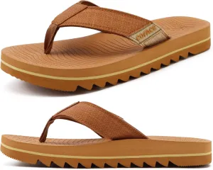 COFACE Flip Flops for Men with Arch Support Mens Sport Beach Thong-Sandals Outdoor 2025 Summer Leather Sandal for Man