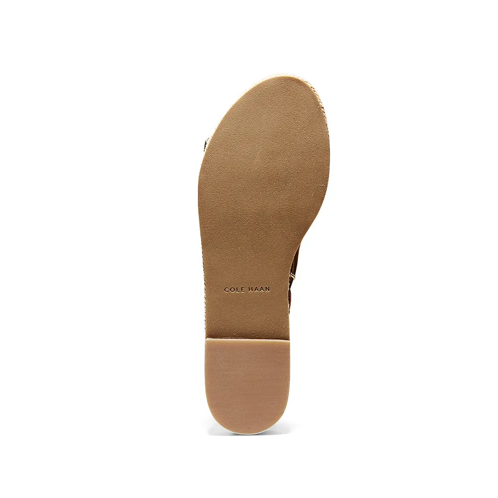 Cole Haan Emilia Espadrilles Sandal Black Leather Gold/Silver