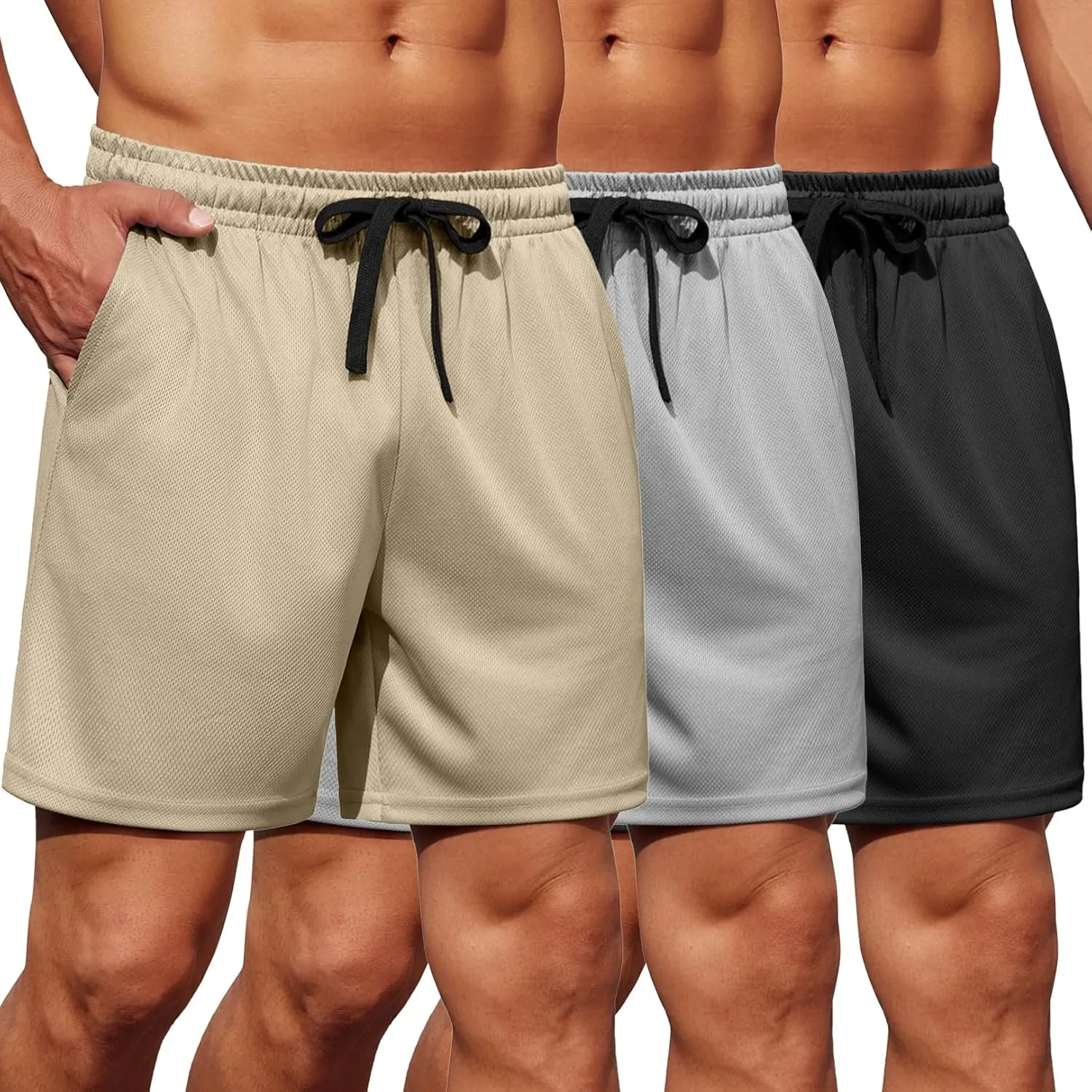 COOFANDY Men's Gym Shorts 3 Pack Mesh Athletic Workout Shorts Lightweight Quick Dry Drawstring Shorts with Pockets