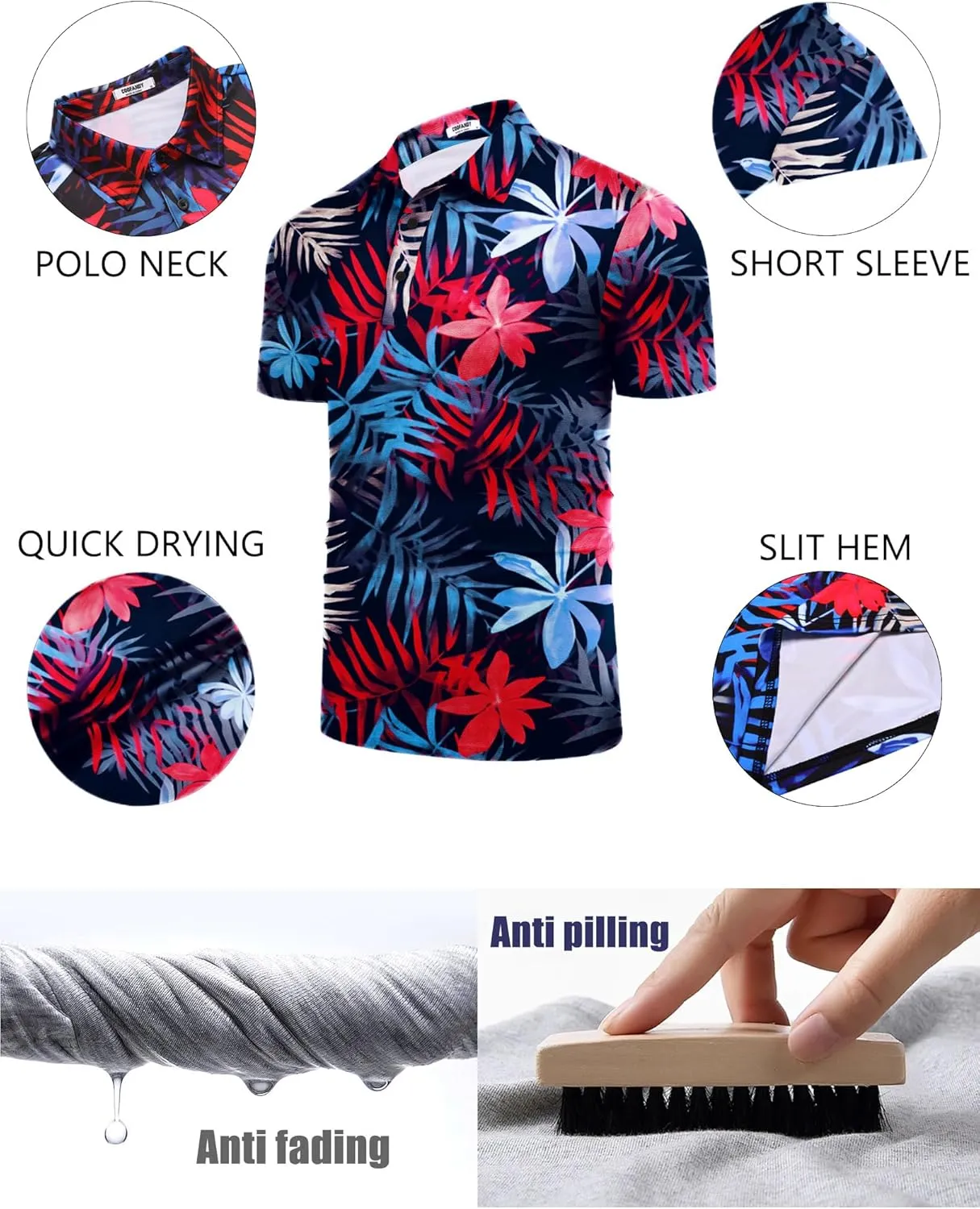 COOFANDY Men's Polo Shirt Golf Dry Fit Performance Short Sleeve Moisture Wicking Athletic Polo Collared Tennis T-Shirt