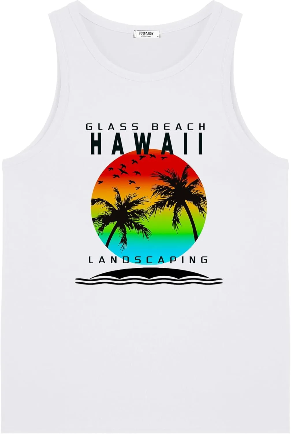 COOFANDY Mens Tank Tops Beach Summer Sleeveless Graphic T Shirts Palm Tree Vacation Quick Dry Muscle Gym Tank