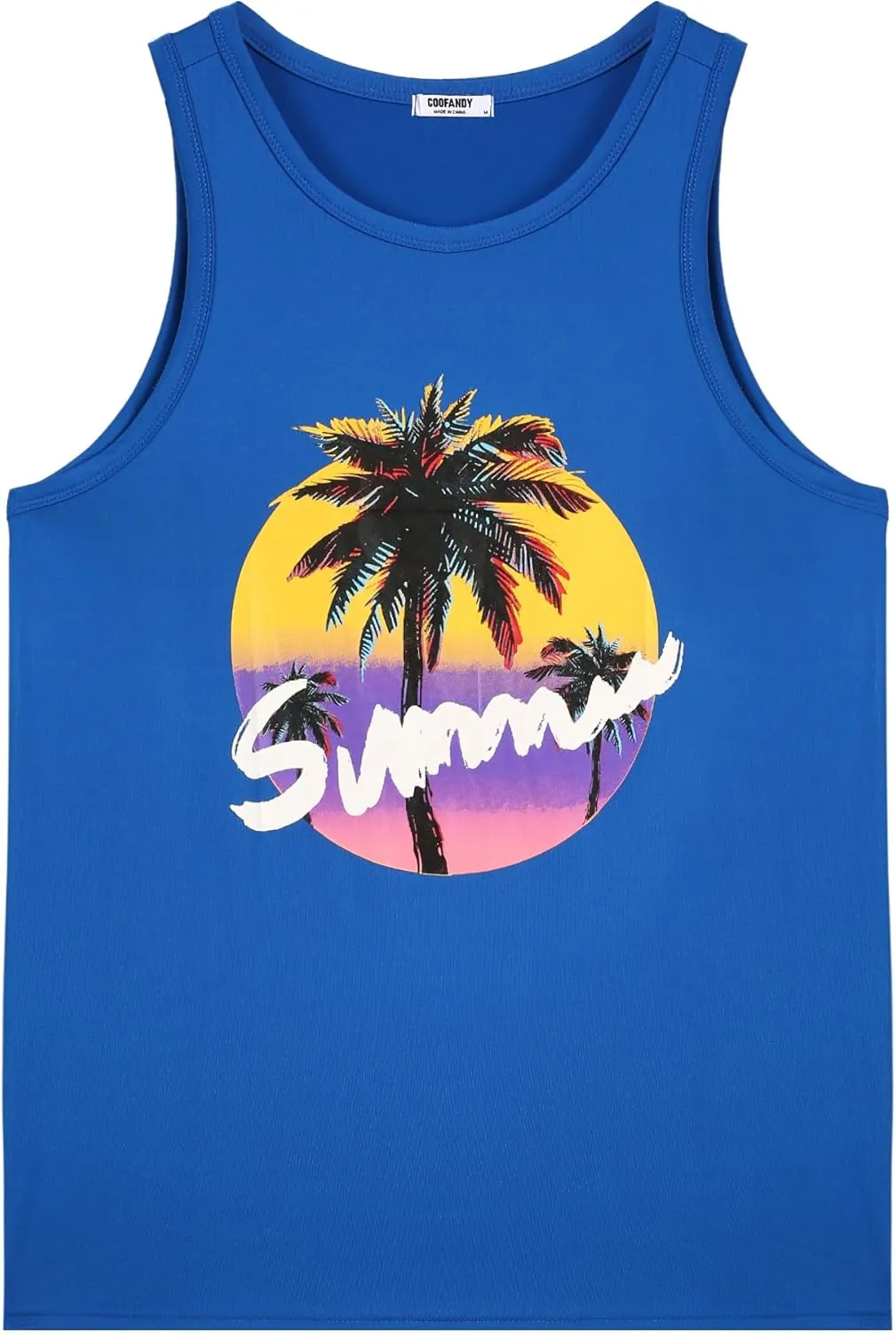 COOFANDY Mens Tank Tops Beach Summer Sleeveless Graphic T Shirts Palm Tree Vacation Quick Dry Muscle Tank