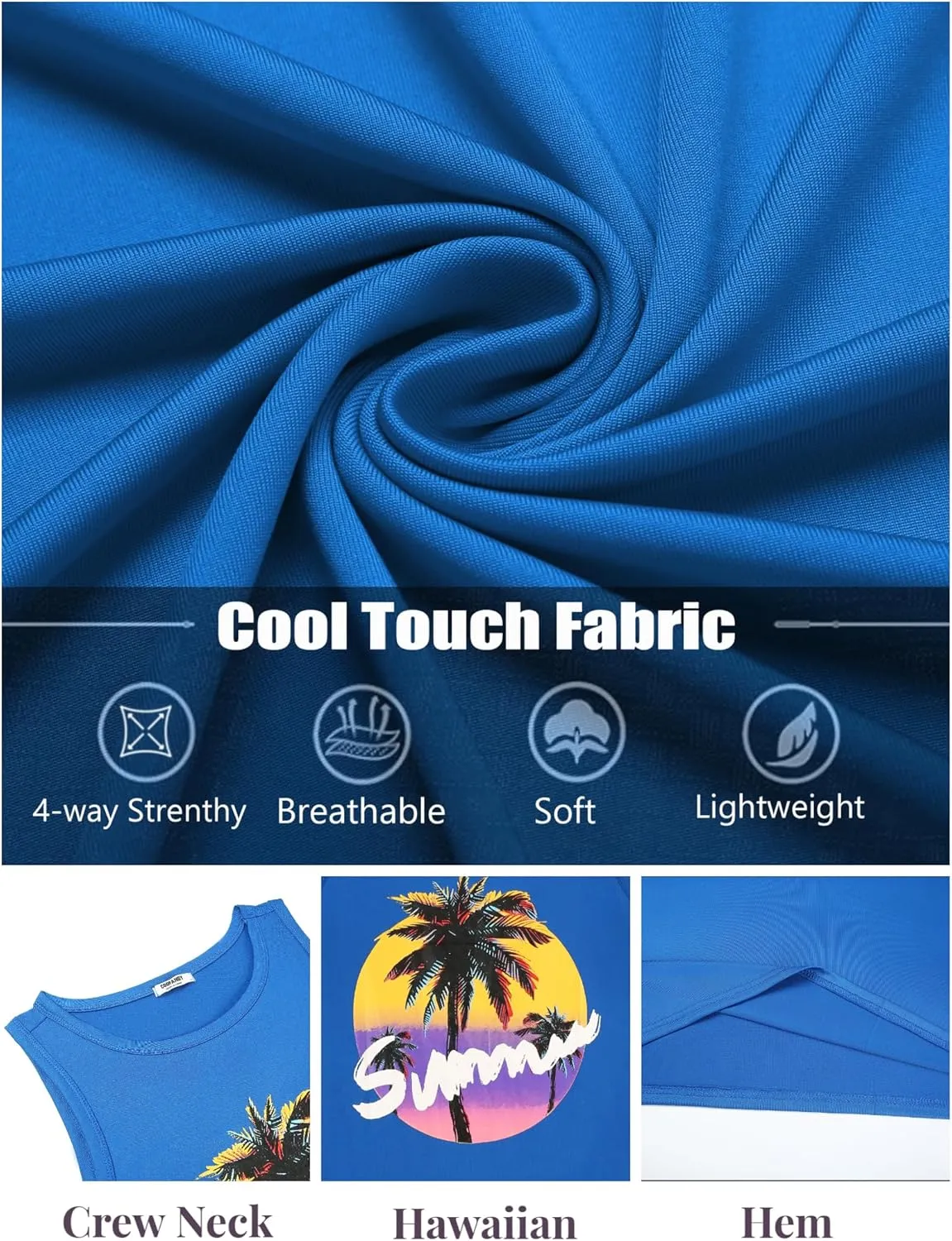 COOFANDY Mens Tank Tops Beach Summer Sleeveless Graphic T Shirts Palm Tree Vacation Quick Dry Muscle Tank