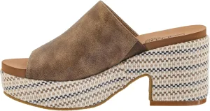 Corkys Footwear Totally Buggin Heeled Sandal - With A 3.25-Inch heel And 1-Inch platform, Chunky Heel, Slip-on Comfort, EVA Insole, and a Stylish Raffia Outsole