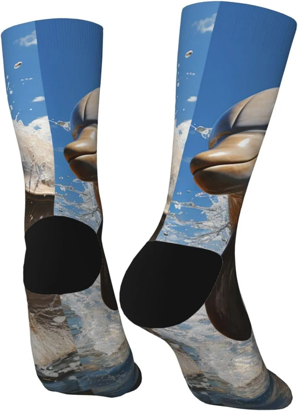 Crew Athletic Socks Moisture-Wicking Running Sock There is a Dolphin Jumping Casual Calf Socks for Men Women