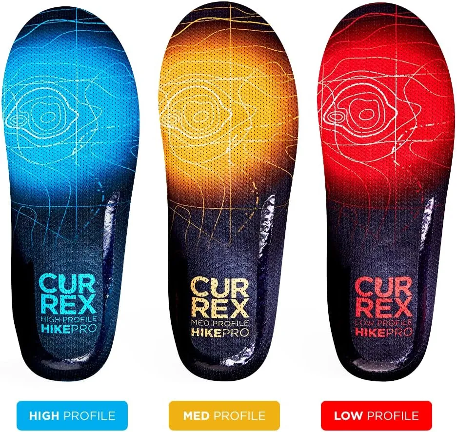 CURREX HikePro Insoles for Hiking Boots & Shoes – Shock Absorbing Inserts to Help Reduce Fatigue and Increase Performance – Anti-Slip Heel Surface forStability – for Men & Women – Medium Arch, Large